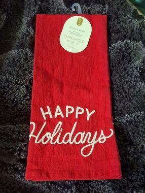 Threshold Red 'Happy Holidays' Holiday Kitchen Towel